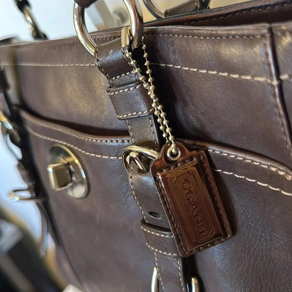 Coach F14015 Chelsea Leather Chocolate Brown Satchel Shoulder Bag - Picture 8 of 12